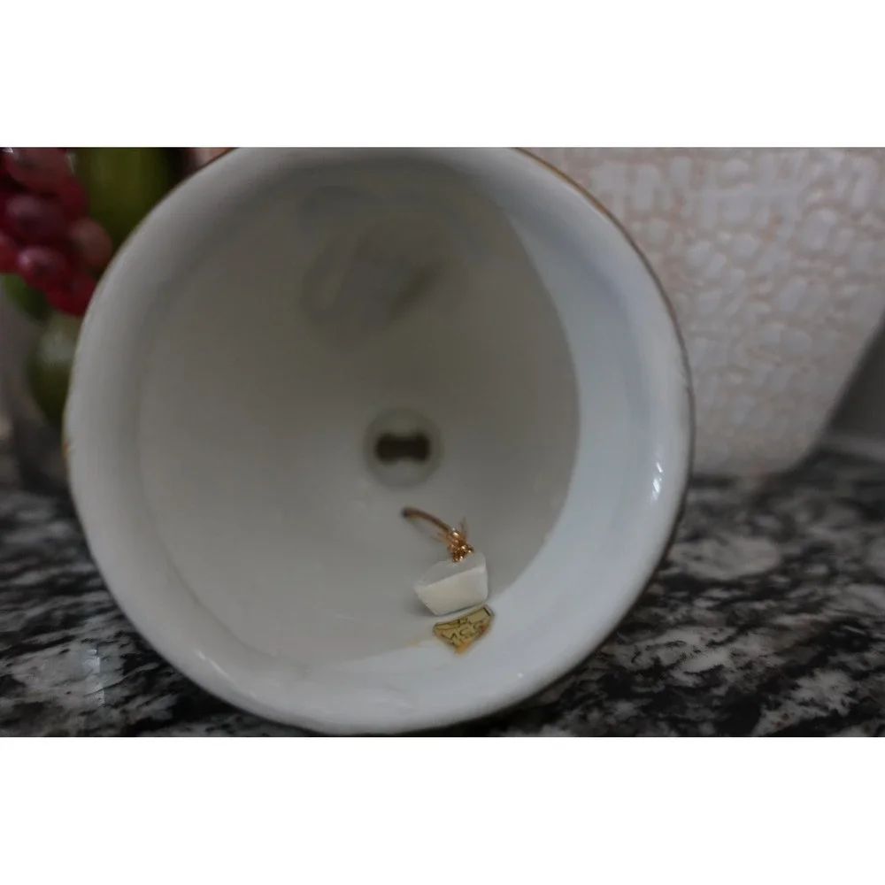 Vintage‎ 3D praying hands ceramic bell with gold accent color